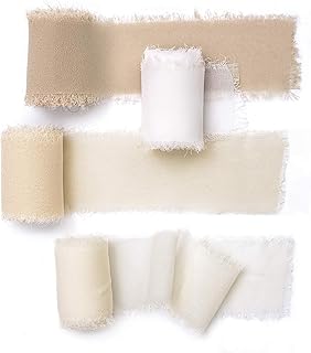 Ling's Moment Nude Chiffon Ribbon,1.6Yd Handmade Silk Ribbon,Fabric Ribbon Use for Gift Wrapping Wedding Floral Bouquets Party Decoration,Ribbons for Baby Shower Holiday Decor