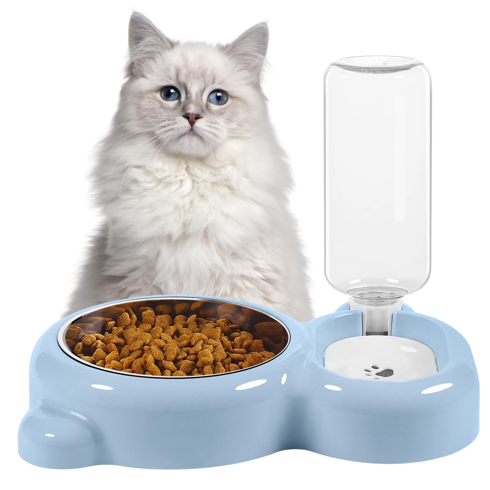Cuencos for Perros y Gatos, Juego de comederos bebederos Acero Inoxidable for pequeños, Color Azul