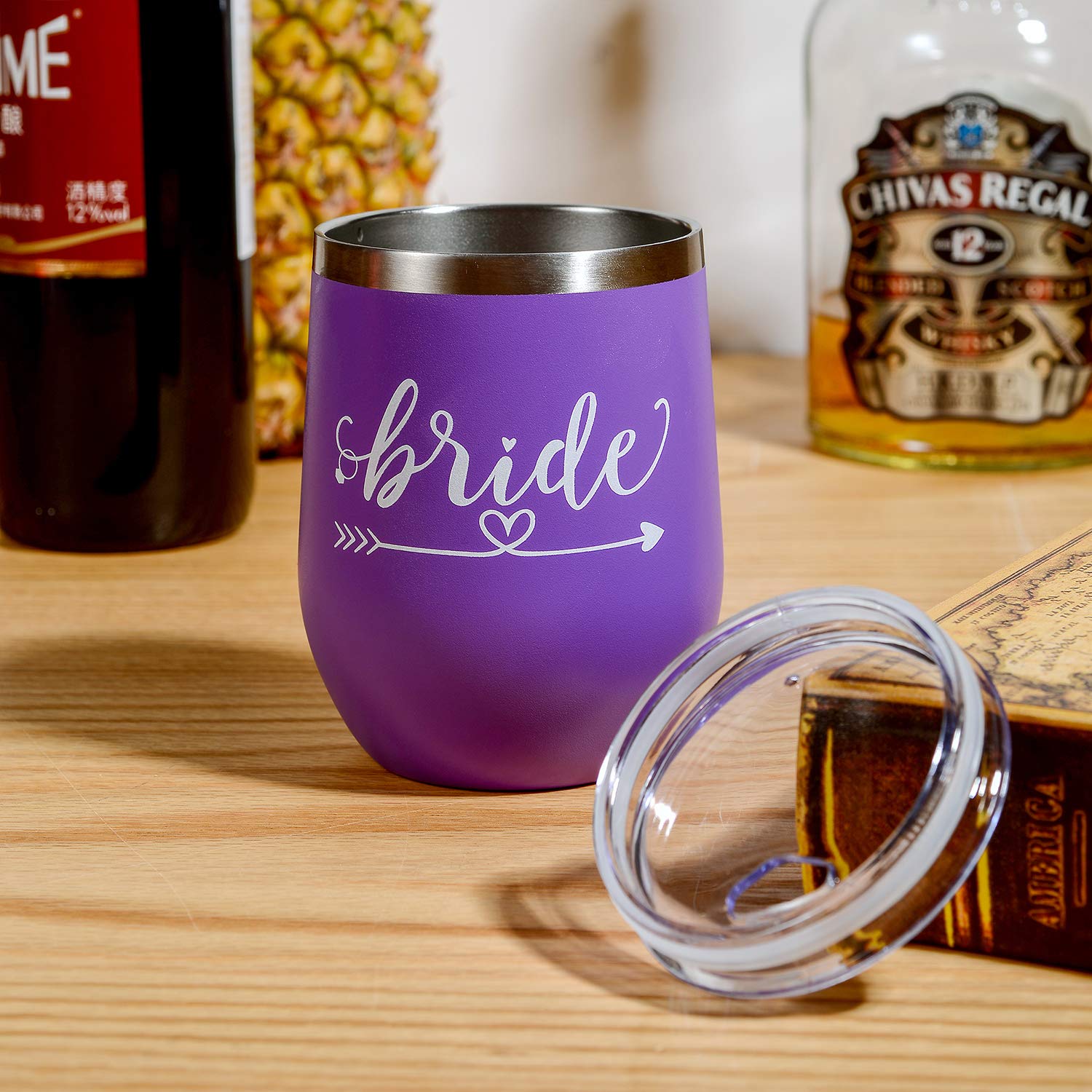 Verres à Vin Sans Pied En Acier Inoxydable Avec Couvercle Et