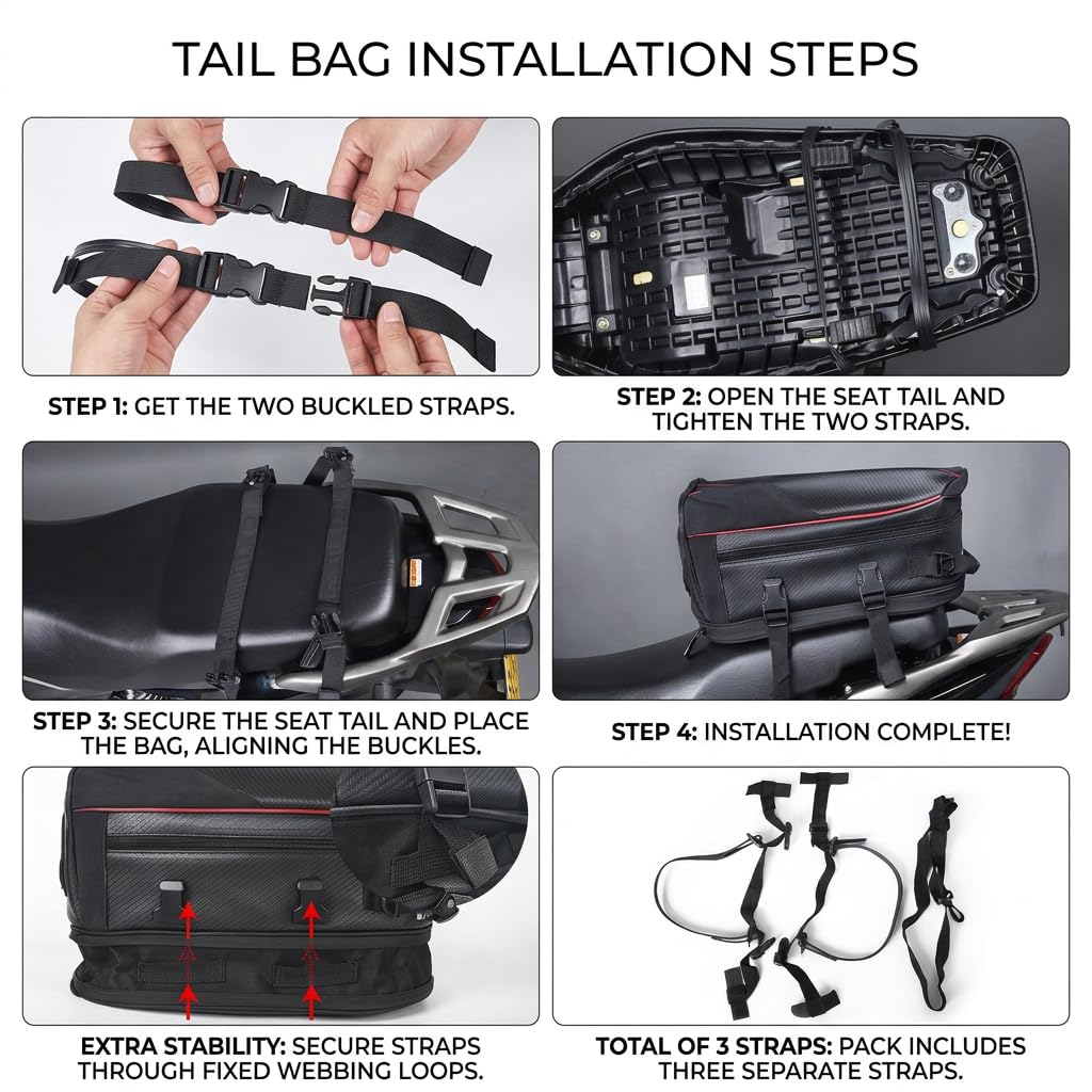 VALKEM Bolsa Moto Trasera para Ducati Scrambler Desert Sled 2017-2022, Bolsa Asiento Impermeable Universales, Equipaje Moto Portátil Resistente para Viaje Touring Casco,A Red