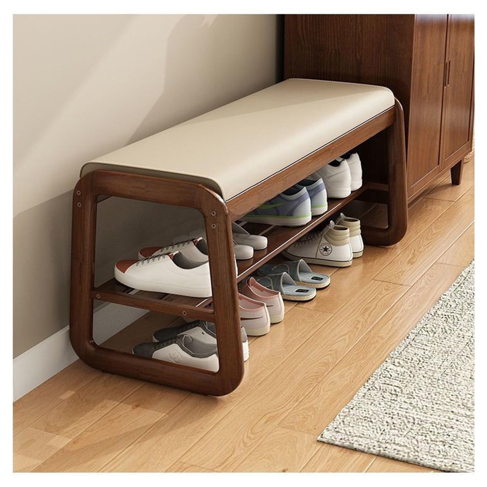 BUZUEY Panca per scarpe, panca da ingresso con scarpiera e seduta, moderna scarpiera con cuscino, panca in metallo per ingresso, corridoio, porta d' ingresso (nero, 31,5 x 12,5 x 20,4 cm), hxd02