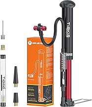 Tiakia Fahrrad Standpumpe mit Manometer, Klein Fahrradpumpe Alle Ventile, Aluminium Mini Standpumpe, Reifenpumpe Tragbare Bike Luftpumpe Schrader Presta Ventil für Straße Mountainbike