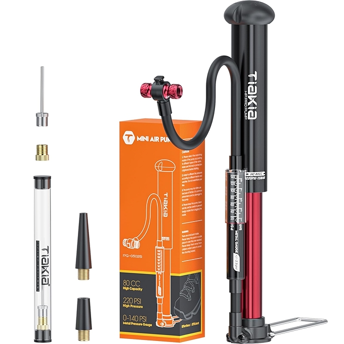 Tiakia高压便携式自行车气泵带压力表