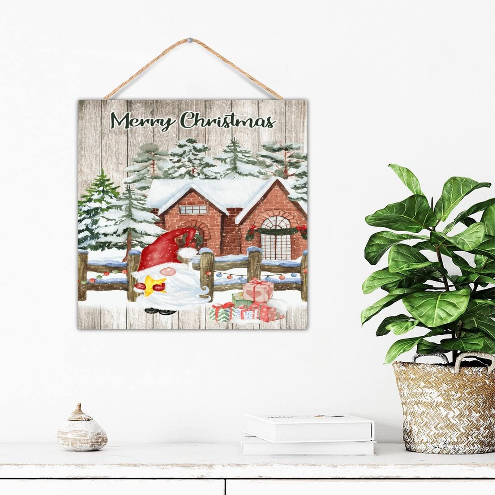 Panneau de décoration murale amusant gnomes Noël pour mur vide et terne