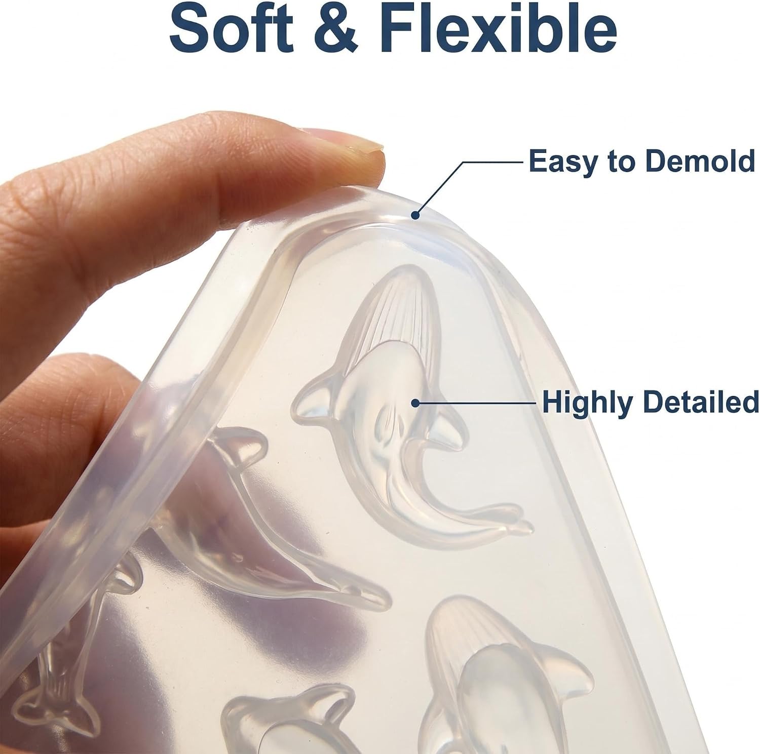 3D Ocean Animal Clear Silicone Resin Casting Mold, Shark, Whale, Orca, Beluga, Narwhal, Dolphin, Marine Animals Pendant Epoxy Resin Mold for DIY Jewelry, Keychains, Home Decor