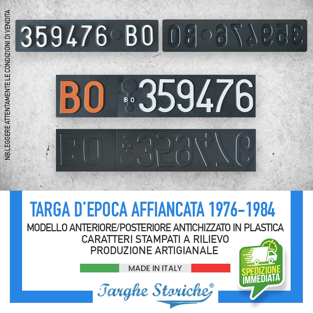 Targhe Personalizzate Modello Kit Completo Plastica 1976-1984 Lettere Numeri Rilievo Made in Italy