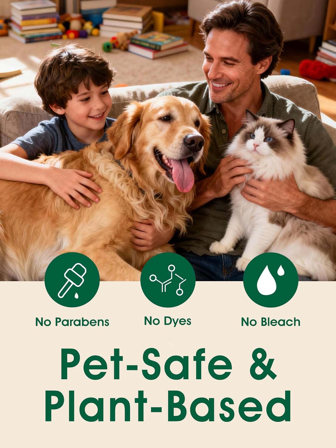 4-in-1 Pet Hair Remover Spray, Pet Hair Dissolver & Odor Neutralizer, Plant Based Enzymes, Safe for Pets, Clothes & Furniture, Refresh Pine Nut Scent, 13.52 fl oz, 2 Full Size Pack