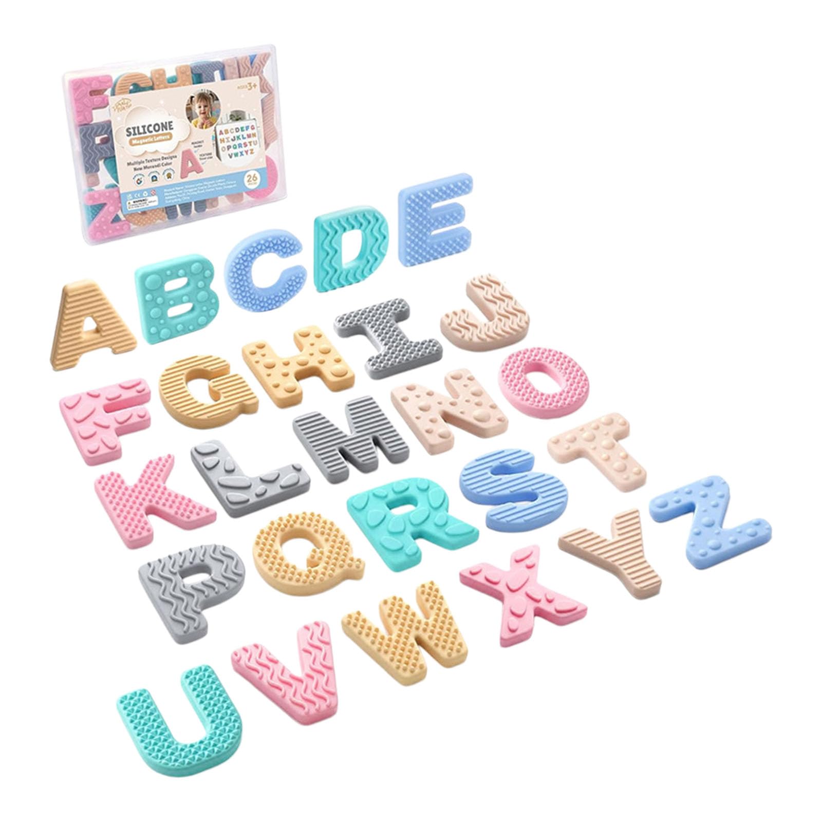 LLUJIAXI Magnetic Sensory Silicone Alphabets Letters For Early Learning And Educational Play With Strong Adhesion