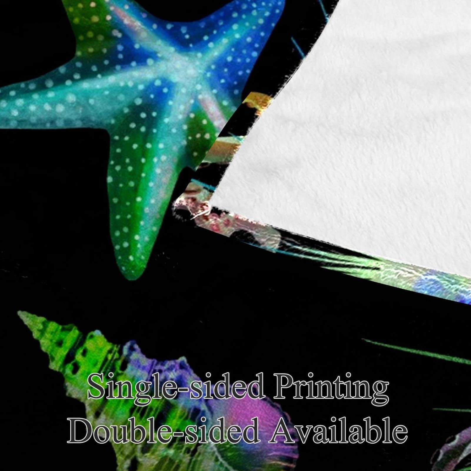 Coperta in pile con stelle marine al neon - morbida e leggera peluche accogliente - perfetta per letto, divano, viaggi, campeggio, 149,9 x 199,9 cm