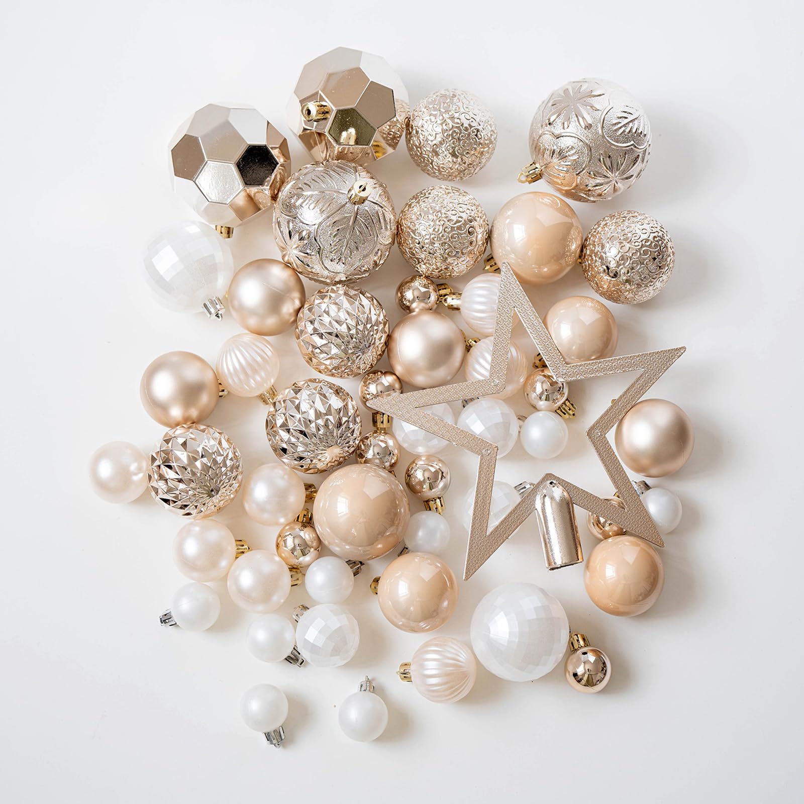 Set di 50 ornamenti natalizi infrangibili con puntali per albero di Natale a forma di stella, per interni ed esterni, decorazioni per le festività