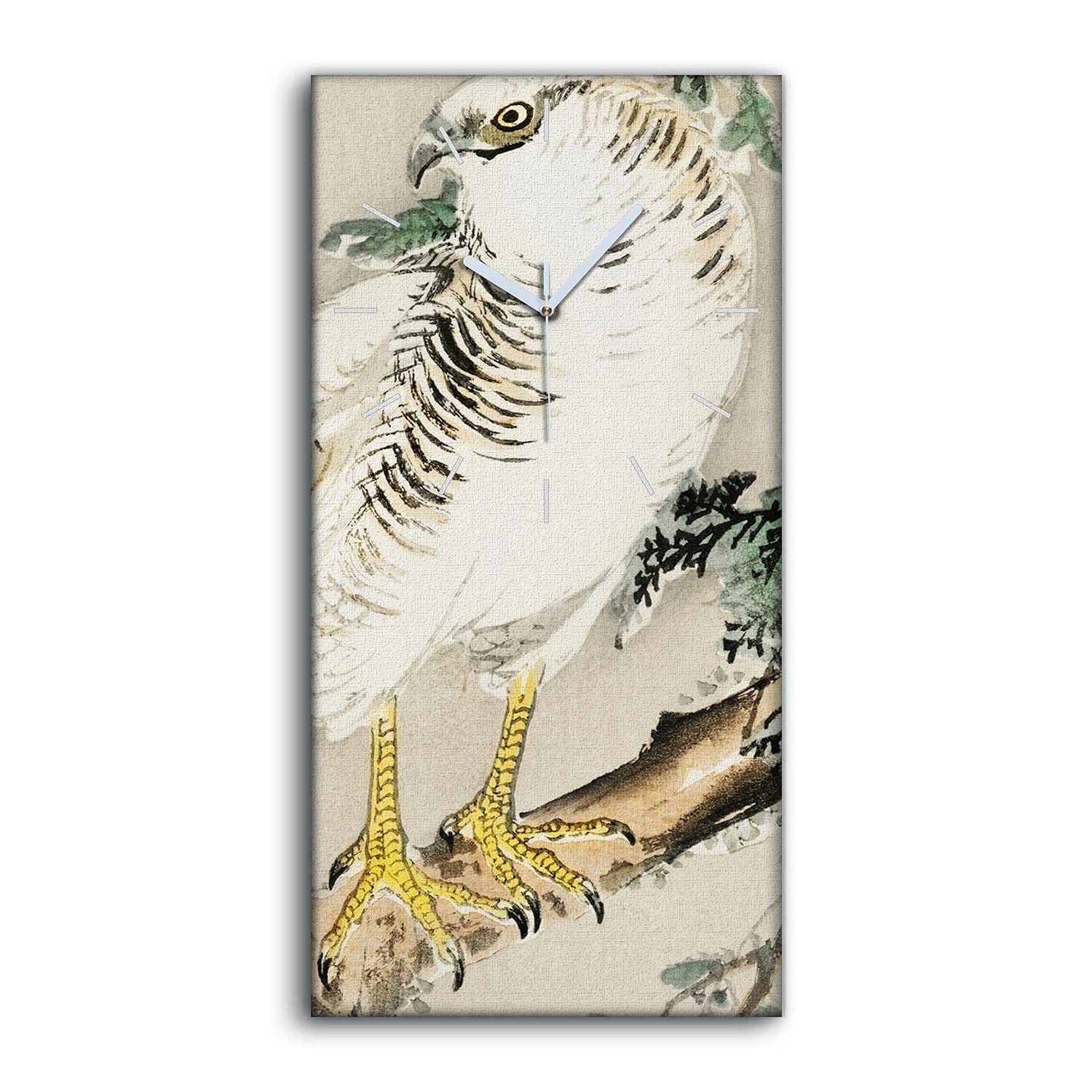 Horloge sur Toile Salon Tableau Moderne Silencieux Oiseau Asiatique 30x60