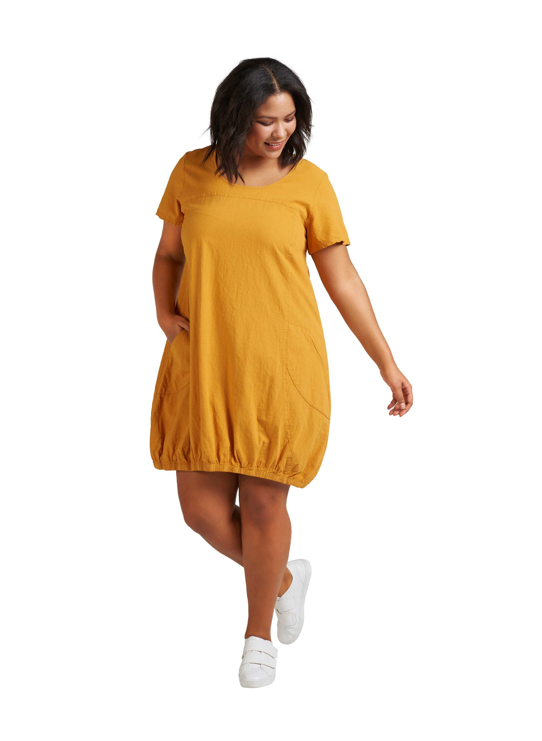 Zizzi Damen Große Größen Kurzarm Kleid aus Baumwolle Gr 42-56