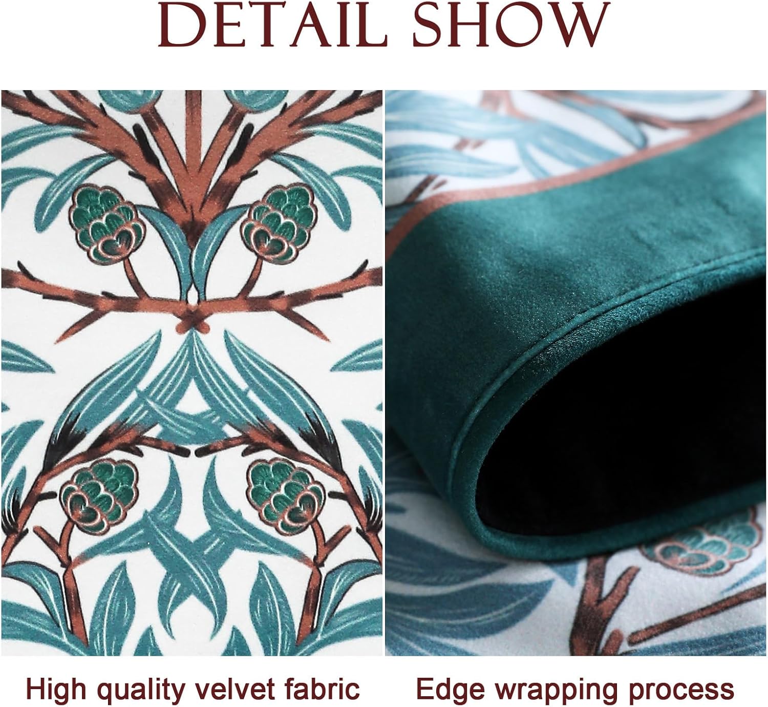 patdrea Designer Elegant Jungles Velvet Table Runner 71 Inch Long, Dark Cyan Color with Leaves Pattern Table Mat, Decoration for Kitchen Dining Coffee Table Cabinet Banquet Thanksgiving,12"*71"