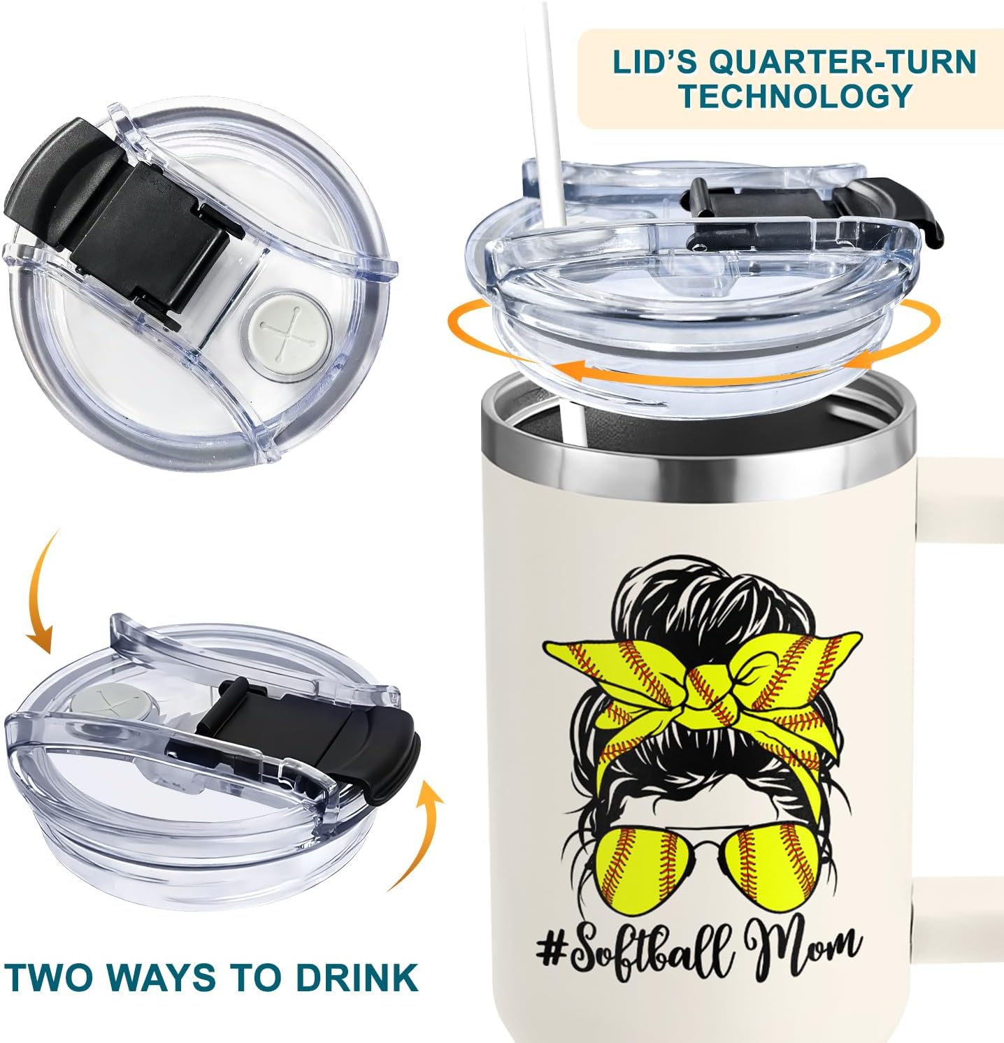 Softball Mom Gifts - Softball Gifts For Mom From Son, Daughter, Boy, Girl, Kids, Friends - Softball Birthday Gifts For Mom - Christmas Softball Presents For Mom - Softball Mom Tumbler With Handle 40oz - Image 4