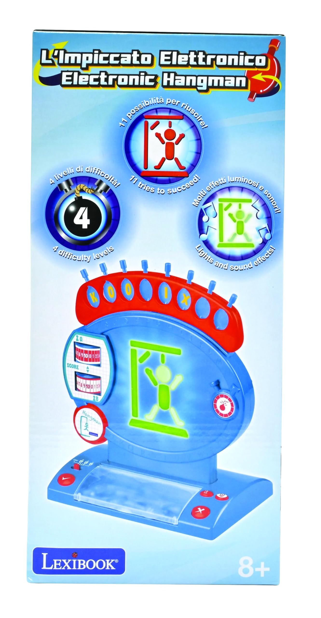 Lexibook L’impiccato elettronico, Gioco da Tavolo per Bambini e Famiglie, ortografia e vocabolario, JG800LXB