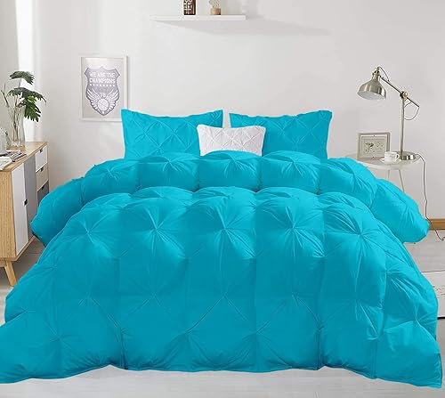 Juego de edredón plisado de gran tamaño King de 3 piezas edredón 2 fundas de almohada de algodón egipcio serie 1000 relleno de edredón