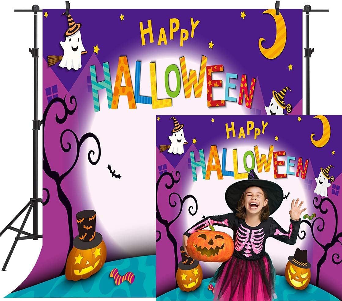 ❤ Crazy Deals OUYIDA Halloween Theme Backdrop Horror Pumpkin Lantern Photography Background Cartoon Halloween Photo Decoration Happy Halloween Party Decorations Cake Table Banner 8X8FT TP313D