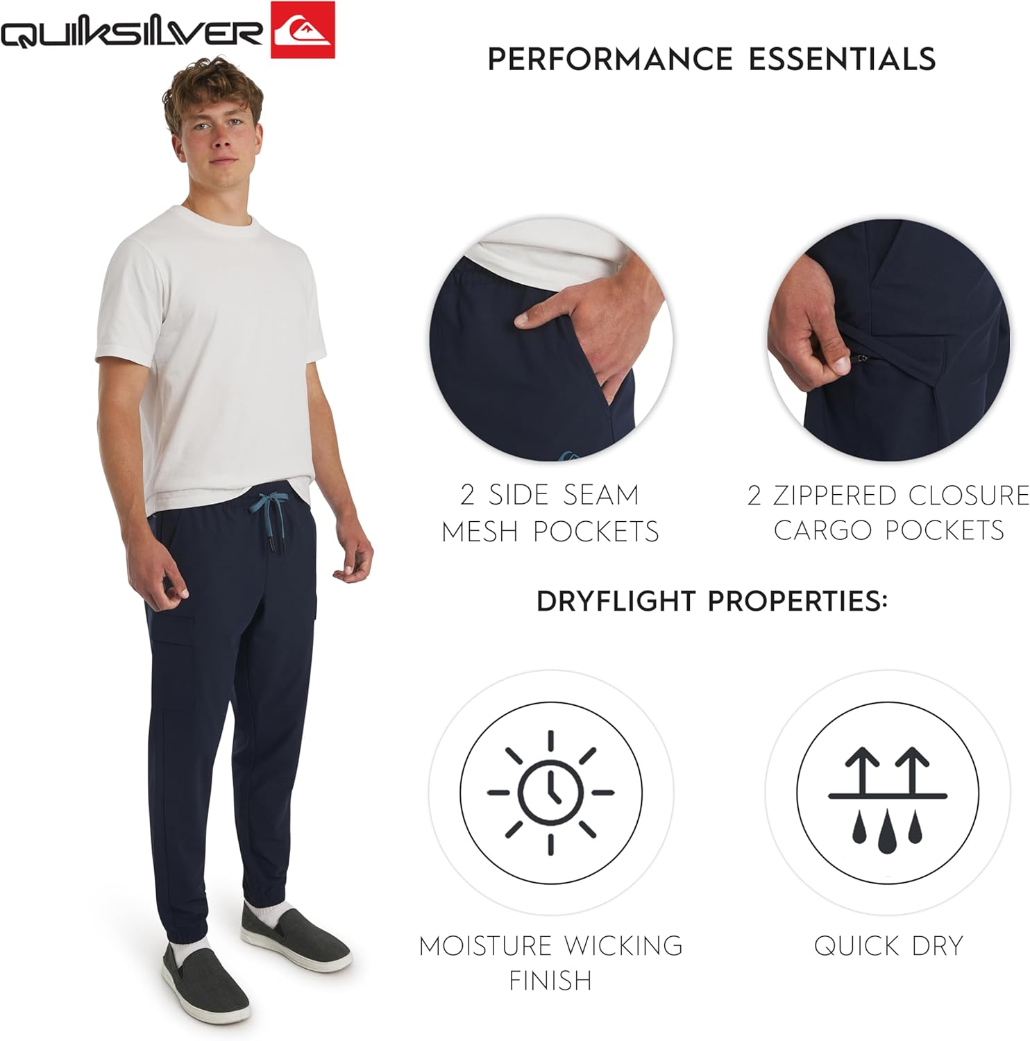 Quiksilver Mens Regular Fit Active Performance Midweight Cargo Woven Jogger Pants - Image 4