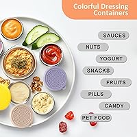 Vista 4 de 3 tazas de aderezo de acero inoxidable de 1.6 onzas con tapa de silicona a prueba de fugas, recipiente de salsa reutilizable, caja de condimentos