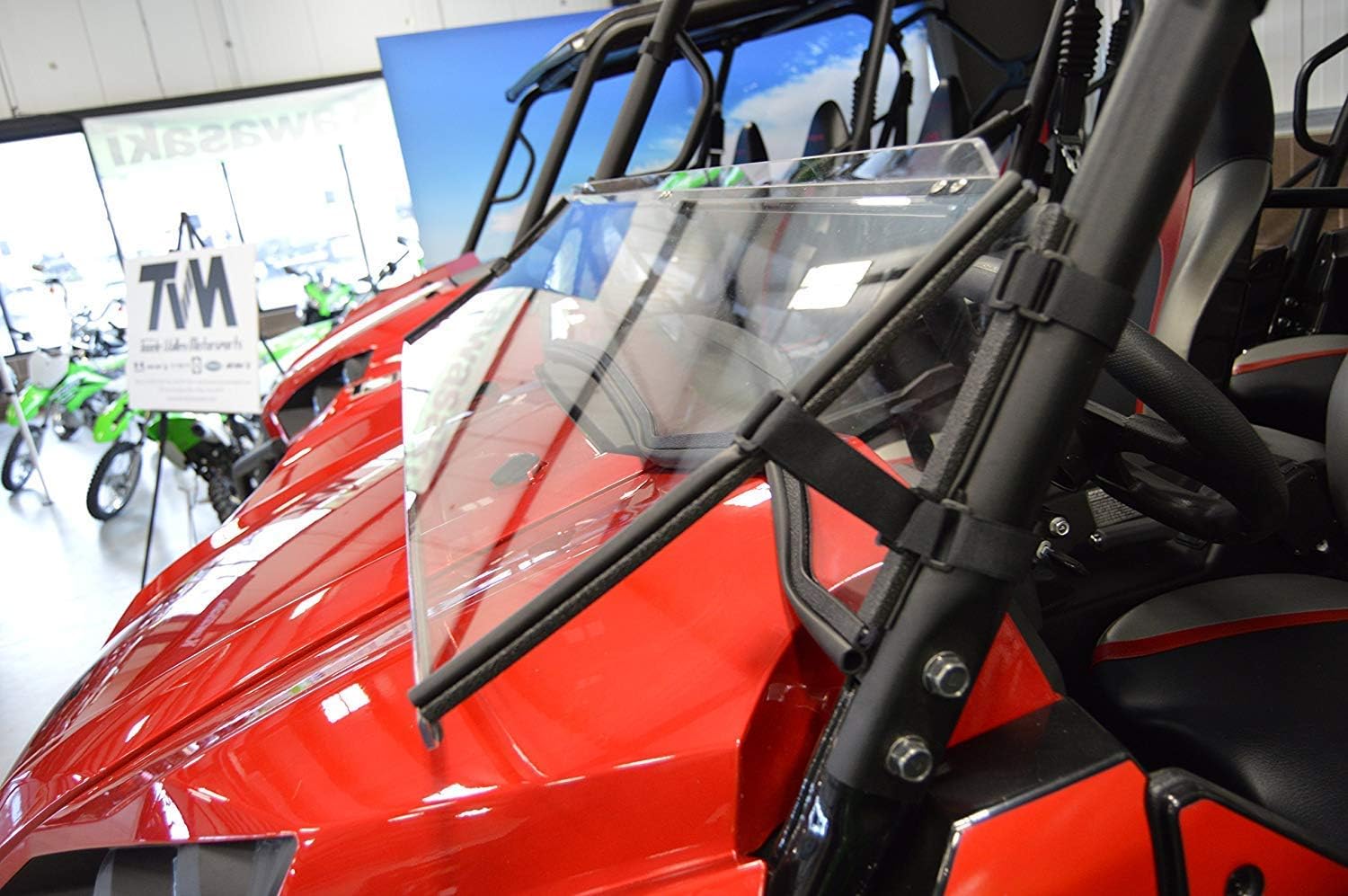 Kawasaki Teryx Full Folding Windshield (2016 & newer 800/800 4 models) | SCRATCH RESISTANT | Extreme versatility! Full, half or off in seconds | Premium Lexan MR10 poly w/Hard Coat | Made in America!