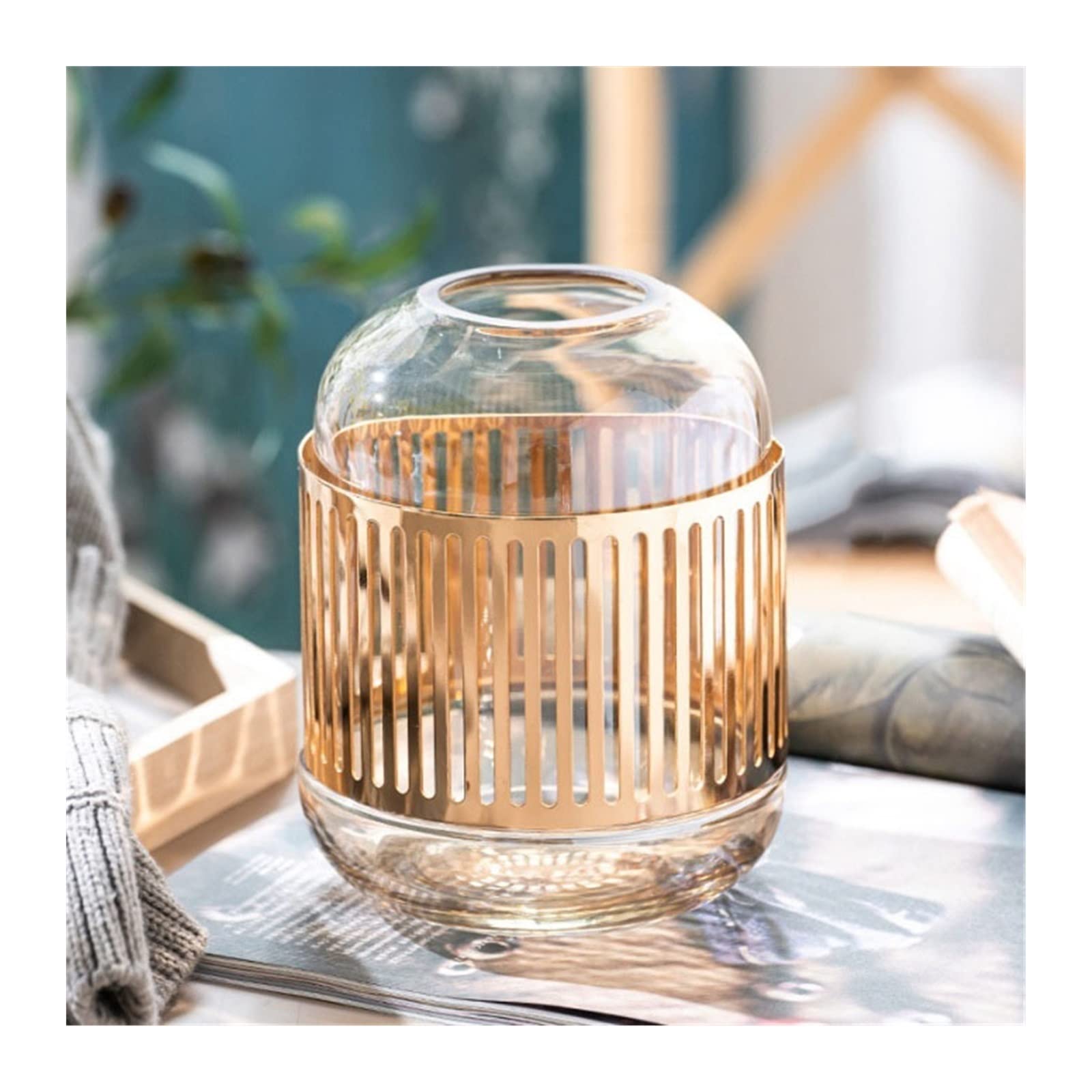 Vase à fleurs hydroponique petit modèle Vertiplant en verre vert minimaliste nordique
