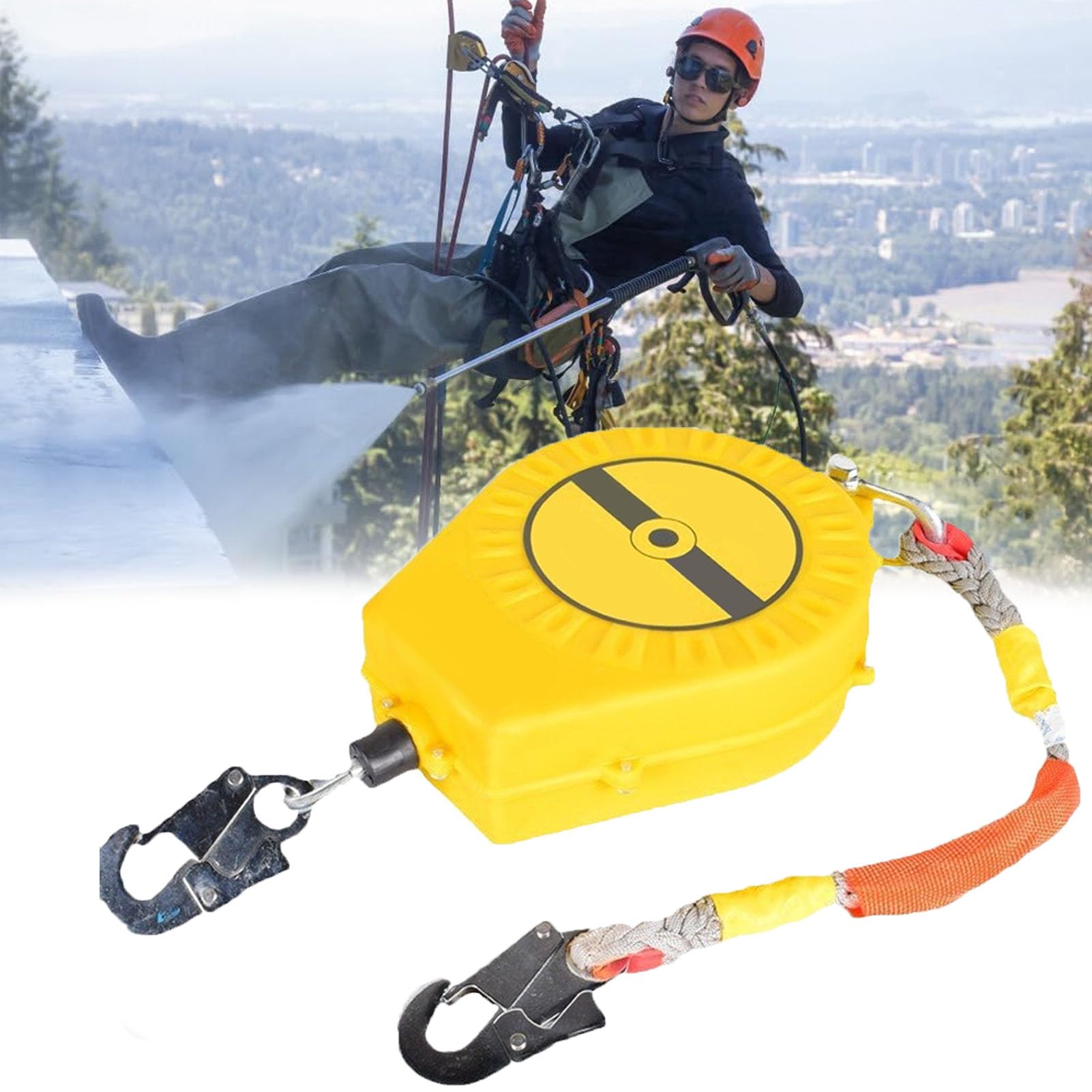 Antichute a Rappel Automatique, 3-20m Ligne De Vie Auto-Rétractable Avec Corde De Sécurité Ignifuge, Engrenage Antichute Pour Travaux Extérieu Charge 150kg (3m)
