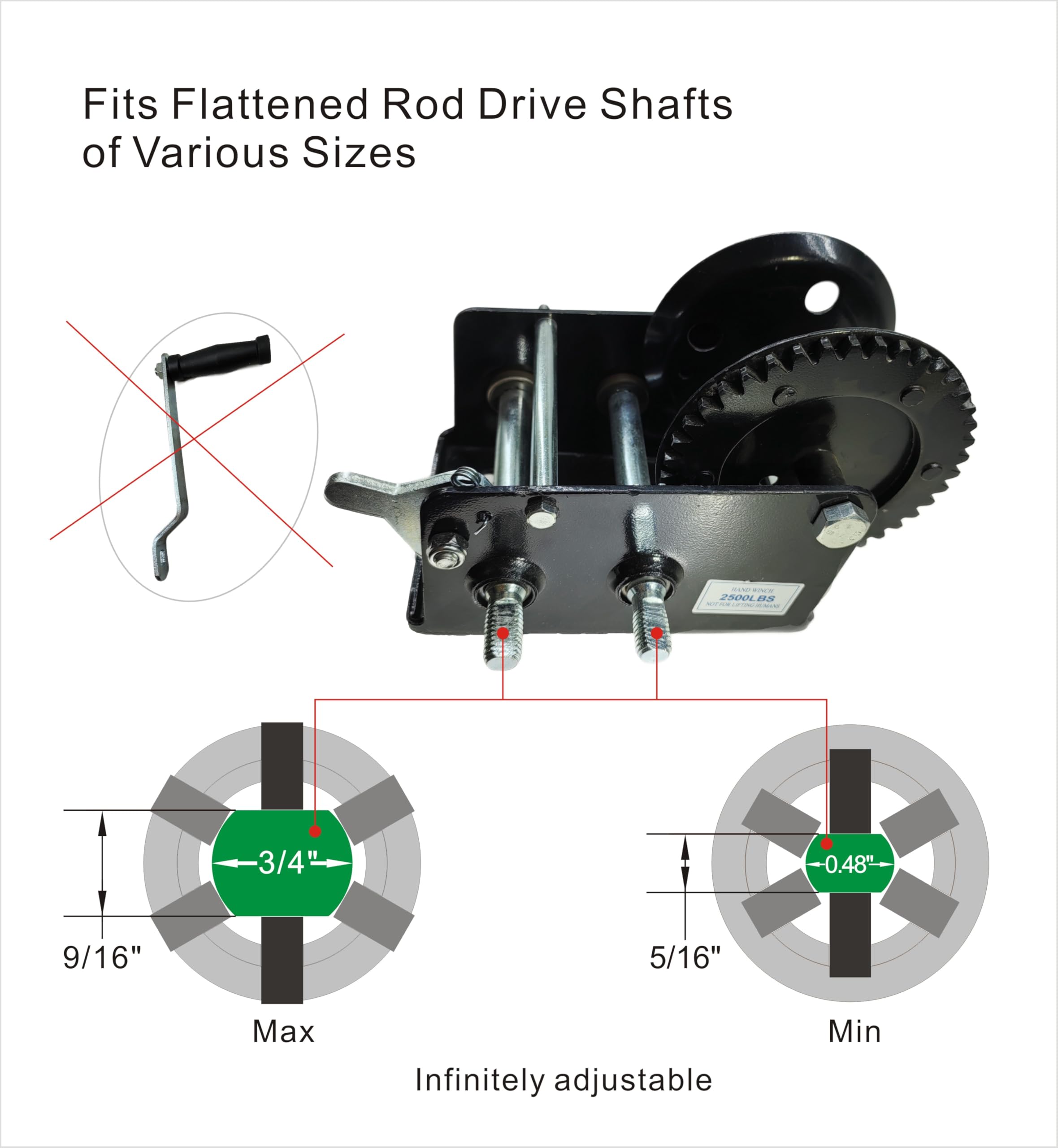 Adaptateur de treuil réglable pour perceuse sans fil, s'adapte aux arbres d'entraînement à tige plate de différentes tailles, entraînement à tige hexagonale de 0,95 cm ou 6,35 mm