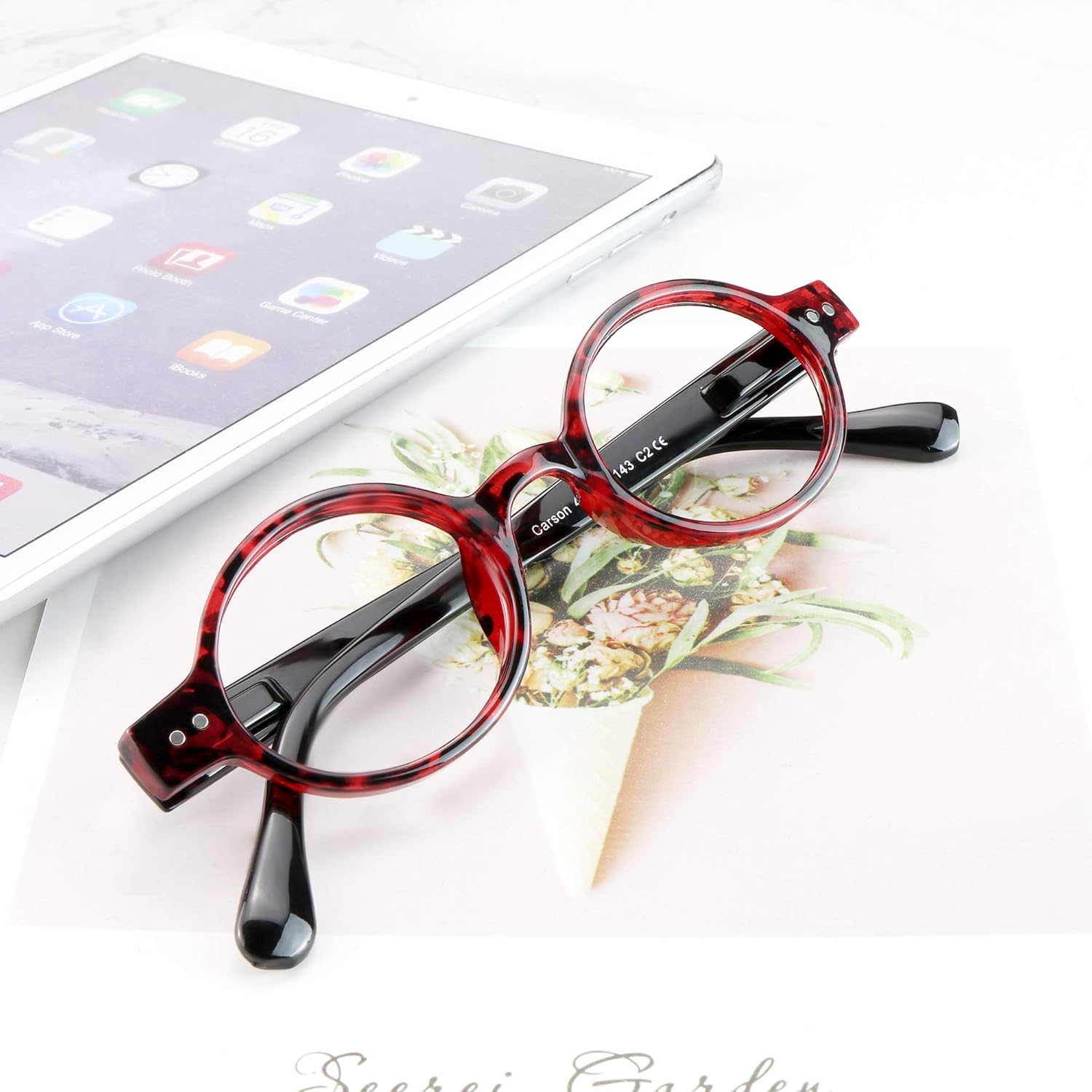 VisionGlobal 5 Pairs Reading Glasses with Spring Hinge, Blue Light Blocking Glasses for Women/Men,Oval Frame (Red, +2.25 Magnification)
