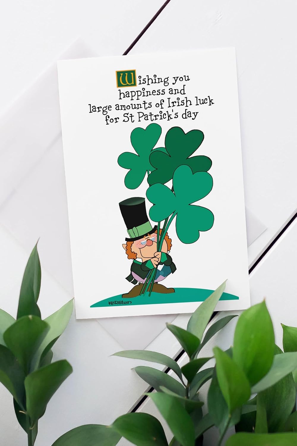 Stonehouse Collection St. Patrick’s Day Greeting Card, Wishing You Happiness and Large Amounts of Irish Luck, Single 5x7 Card with Green Envelope, Made in USA (Irish Luck) image 3