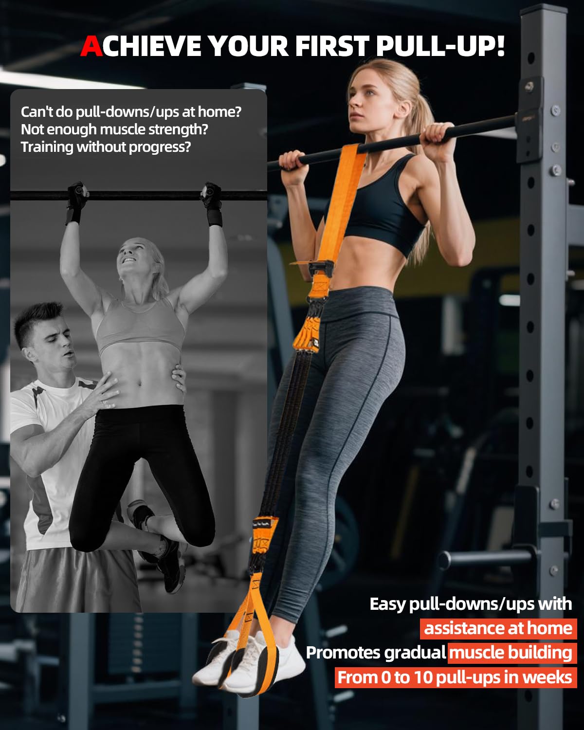 Abahub Set di Bande per Trazioni con Maniglie Bande per Pull-up per Trazioni, Allenamento a Casa e in Palestra, ideale per Principianti, Allenamento di Forza con Borsa per il Trasporto