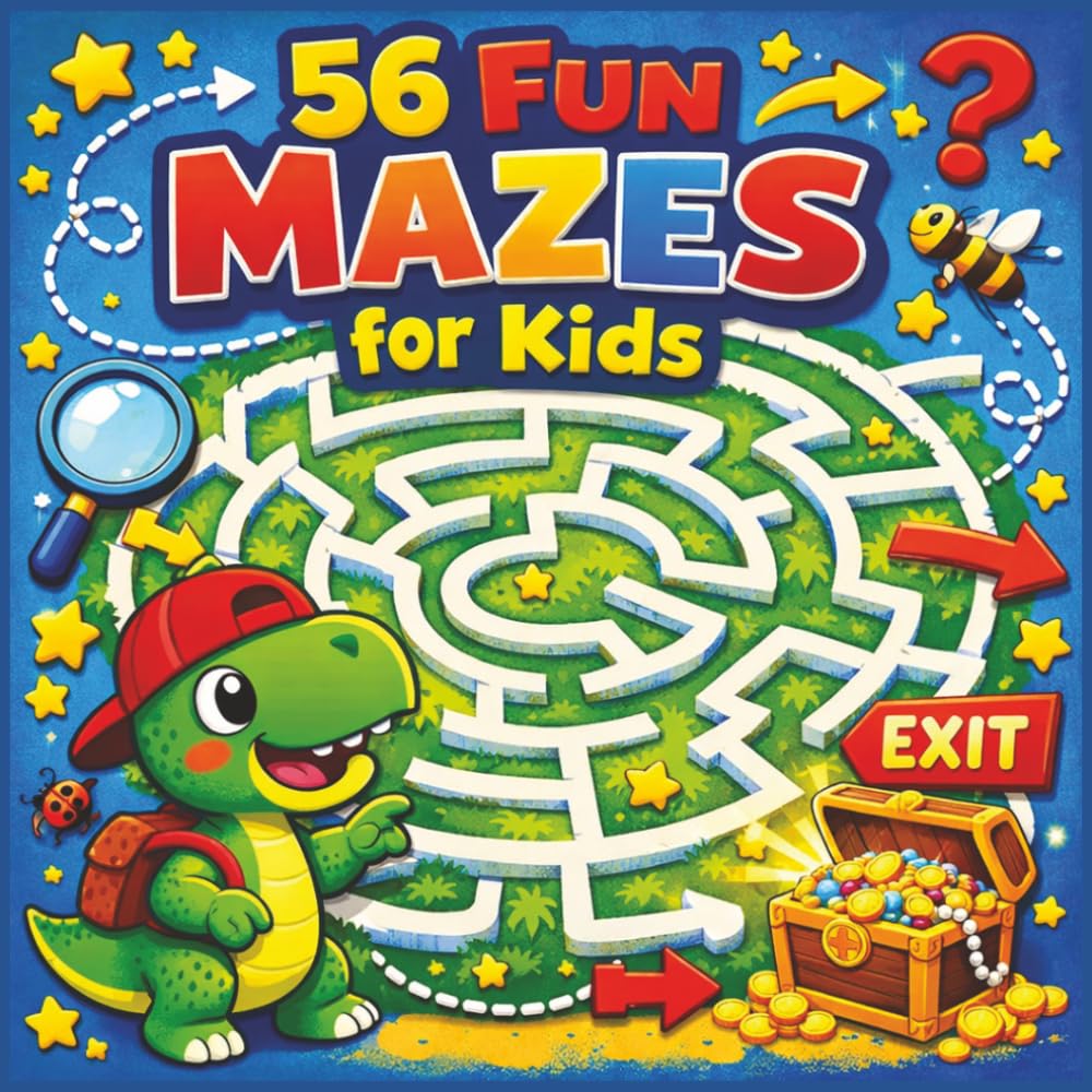 56 Fun Mazes for Kids: Activity Book with Rectangular, Circular, Hexagonal and Honeycomb Mazes