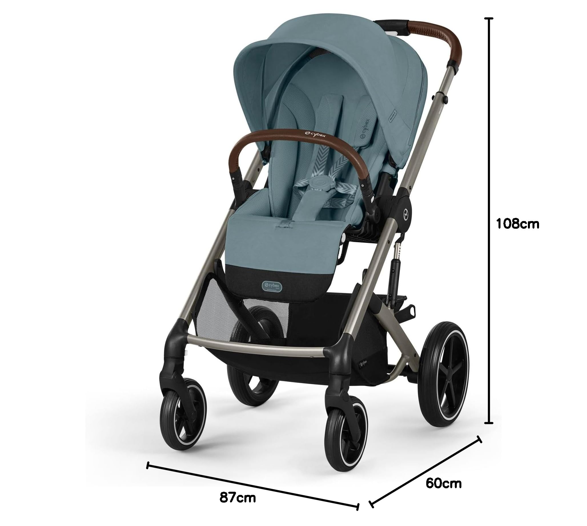 CYBEX Gold Balios S Lux Passeggino, Posizione Reclinabile Ergonomica, Sistema di Cintura con Una Sola Mano, Dalla Nascita Fino a 22 Kg (Circa 4 Anni), Stormy Blue