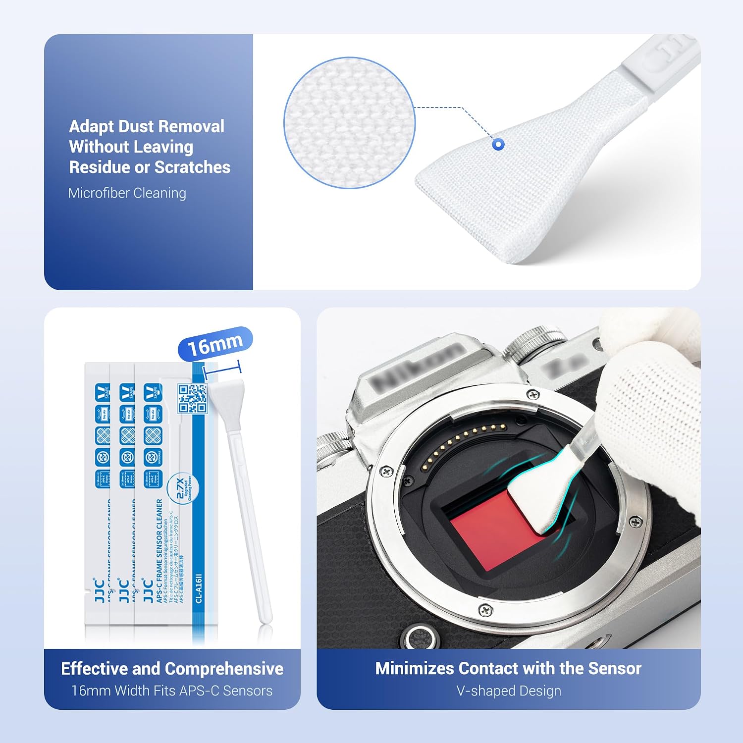 Upgraded Camera Sensor Cleanning Kit Cleaner Set with Bright Built in Light Cleaning Handle & 10PCS 16MM APS-C Sensor Cleaning Swabs & Sensor Cleaning Solution for APS-C Frame CCD and CMOS Sensors