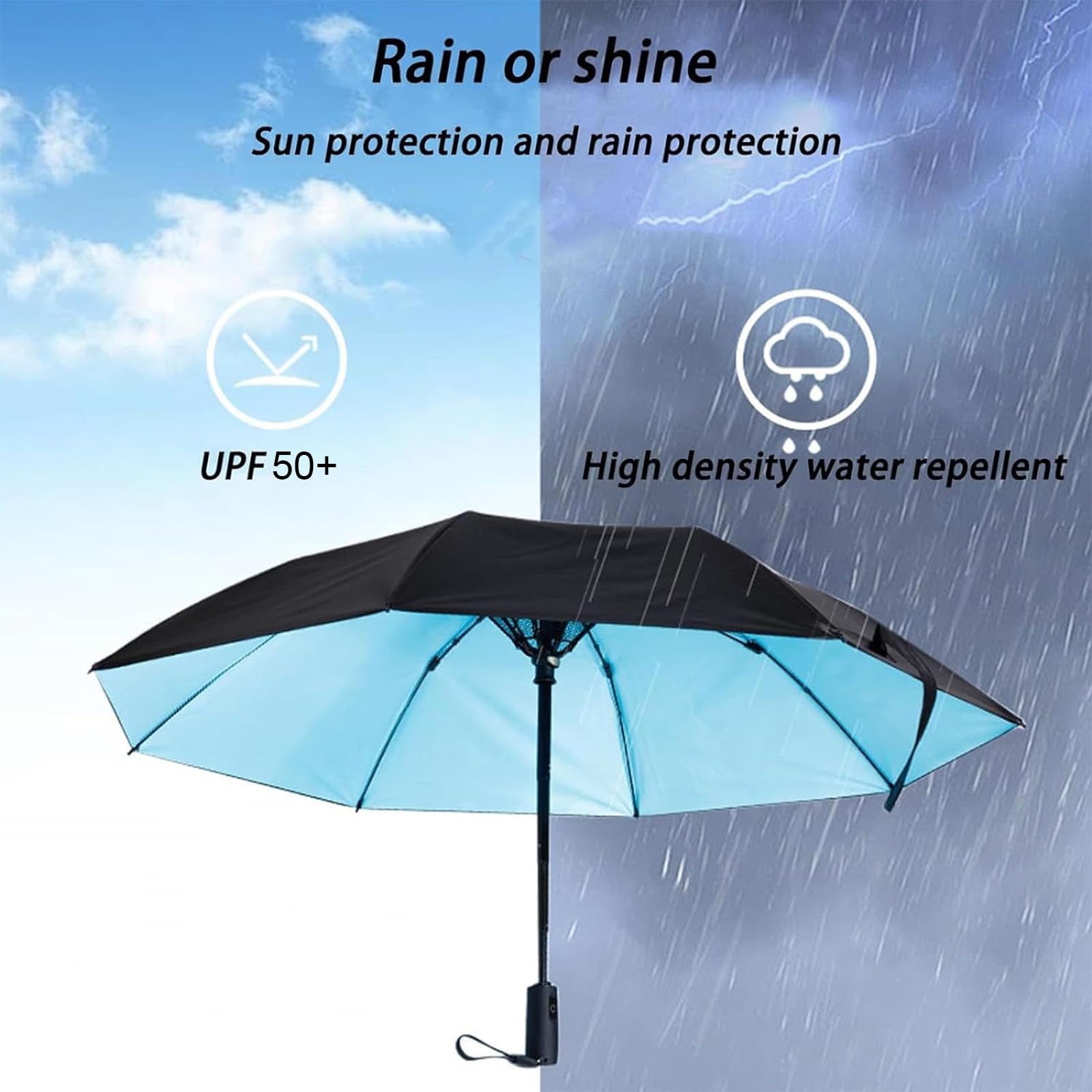 Paraguas con ventilador - Sombrilla con ventilador - Paraguas, spray de niebla, 2 niveles de viento, batería de 3000 mAh o modelo de batería, ideal para verano, al aire libre, viajes o días de playa