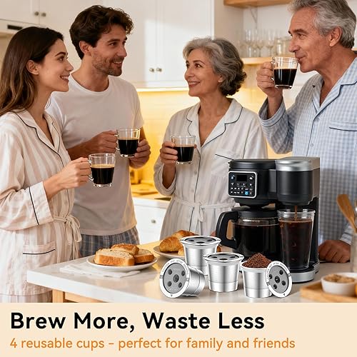 Miniatura 8 de CAPMESSO Tazas K reutilizables para Keurig 4 cápsulas de café de acero inoxidable Filtros de café de metal de 5 agujeros para Keurig K SupremeK