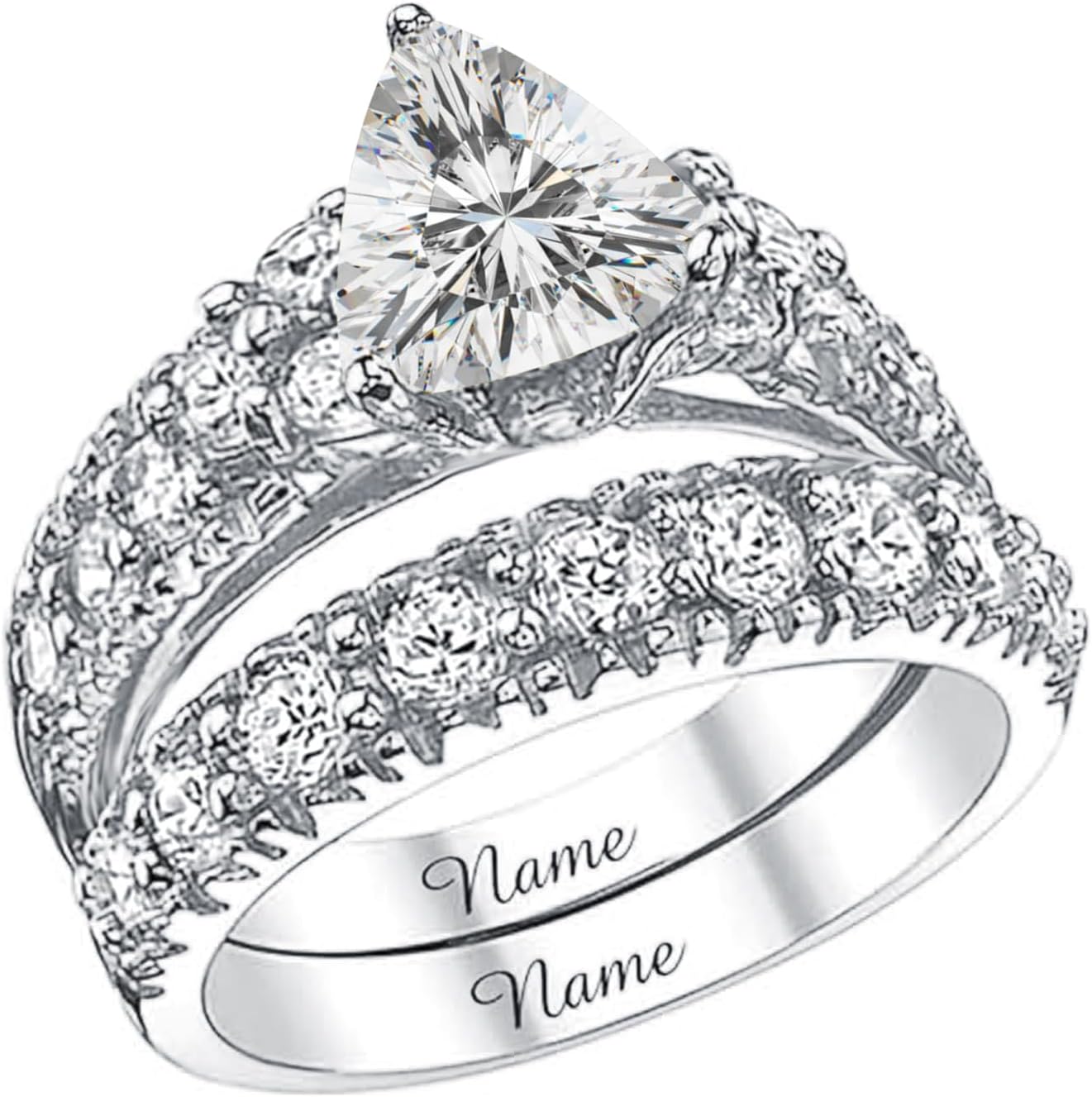 14K Gold 3.0 CT Lab Grown Diamond Bridal Set for Her, IGI Certified, DE-Color, VS, 10K 14K 18K Gold Diamond Wedding Ring Set for Women, 1.0 Cttw Accent for Engagement, US Size 4-18