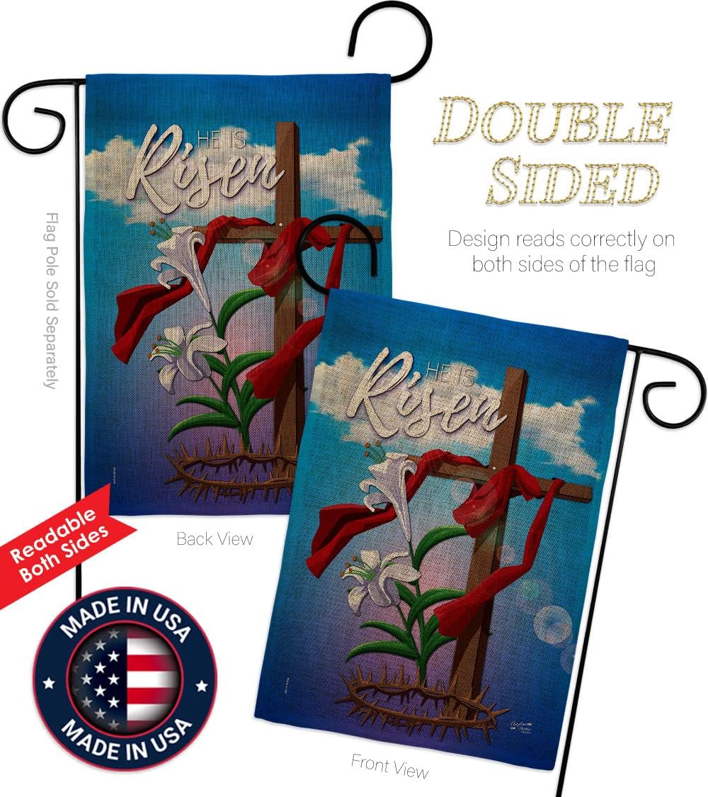 Easter Cross Garden Religious Faith Hope Grace Peace Dove Christian Religion House Decoration Banner Yard Gift Double-Sided, Small Flag Set w Wall Holder, Made in USA