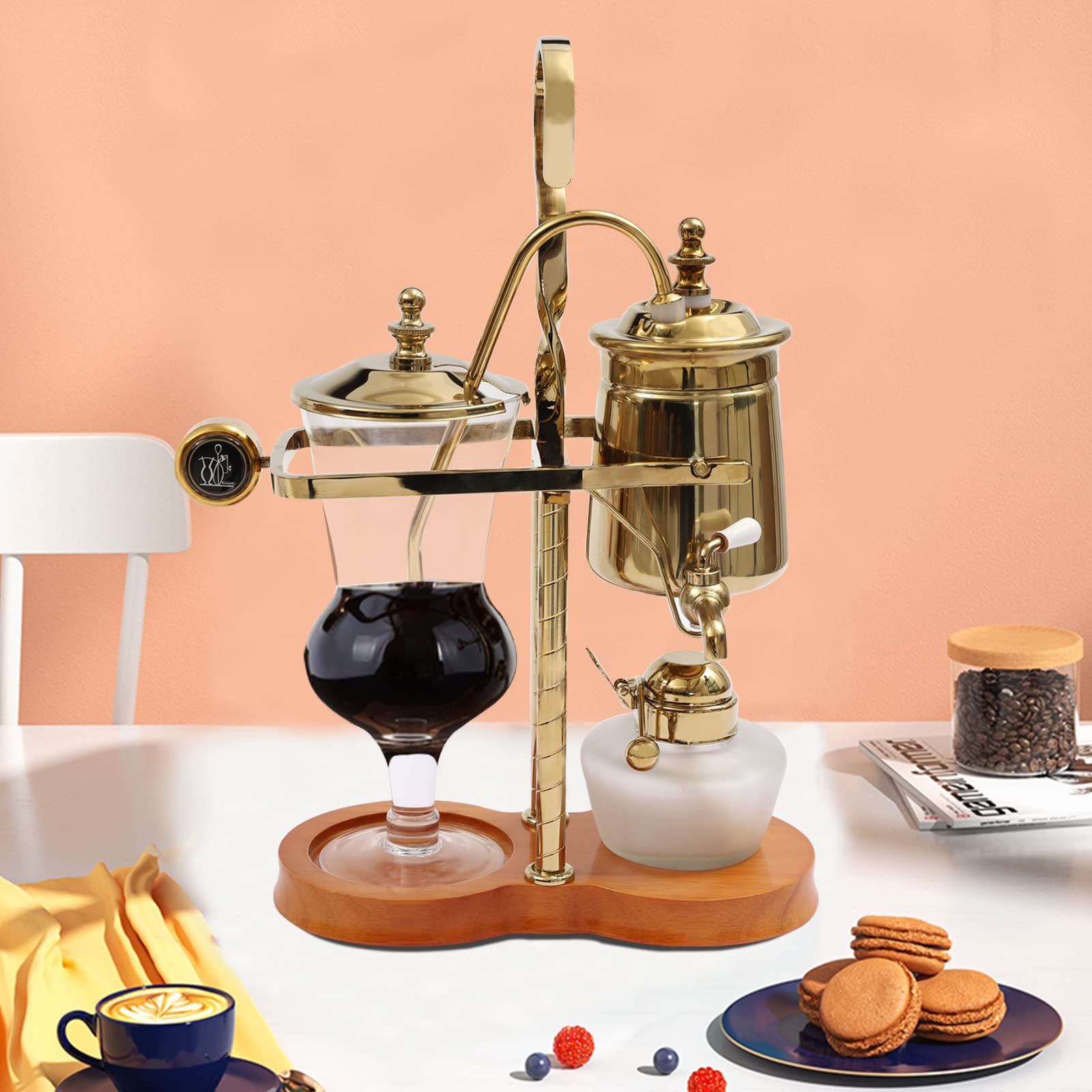 Goudergo Retro Coffee Machines,Espresso Machine,Gold Syphon Coffee Brewer for Home & Office & Coffee Shop