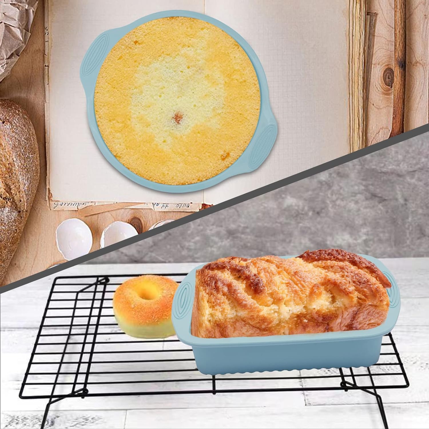 5 szt. Zestaw silikonowych naczyń do pieczenia Formy do pieczenia z powłoką nieprzywierającą Zestaw foremek do ciast do pieczenia, w tym 6 foremek do muffinów, blacha do pieczenia ciasteczek, forma do