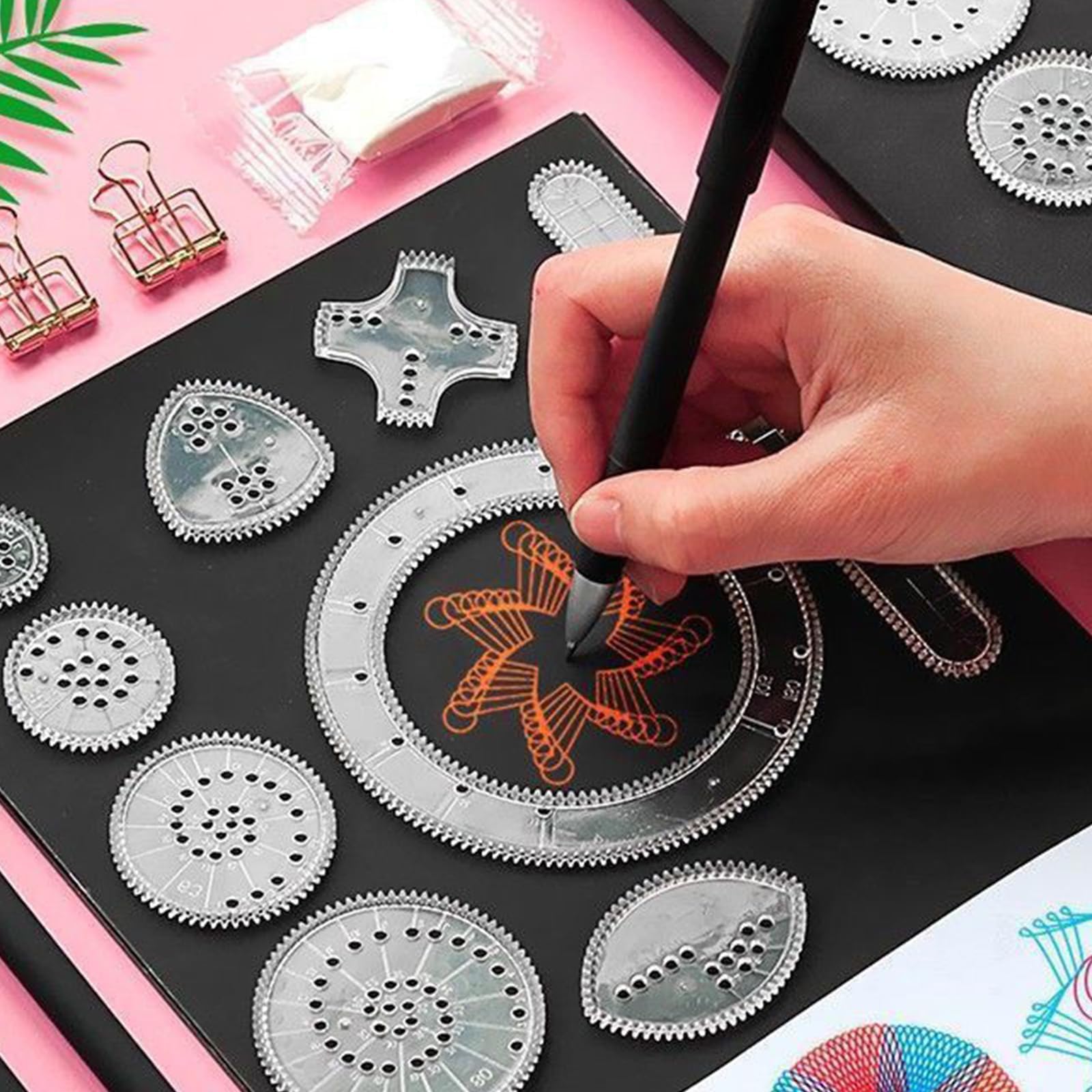 Wafuesh Deluxe Ensemble De Dessin Spirale 26 Pièces Pochoirs Créatifs Multifonctionnels