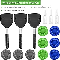 Vista 7 de Tallew 3 piezas de microfibra limpiador de parabrisas de coche, kit de limpieza para detalles del interior del automóvil con mango extensible y 9