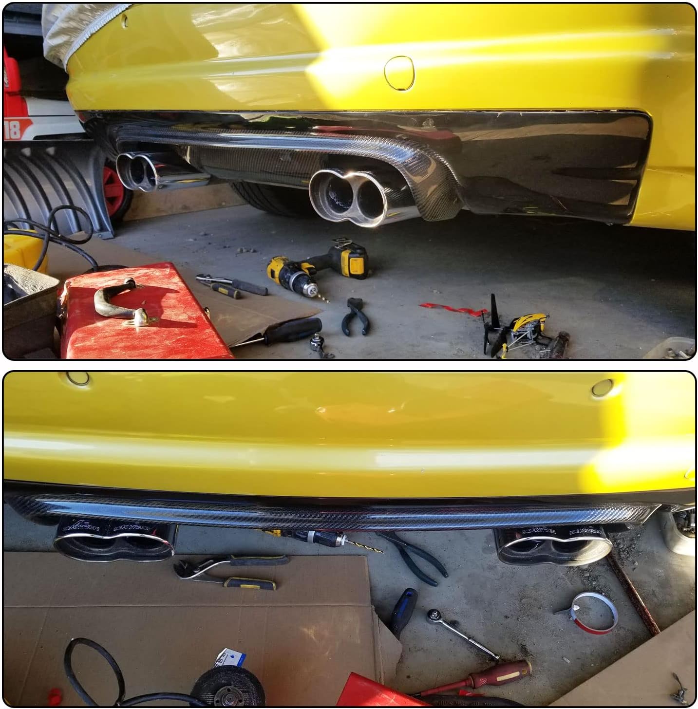 MCARCAR KIT E46 Carbon Fiber Rear Diffuser Compatible with BMW 3 Series E46 M3 Coupe Convertible 2000-2006 Lower Bumper Lip Spoiler Body Kit Factory Outlet