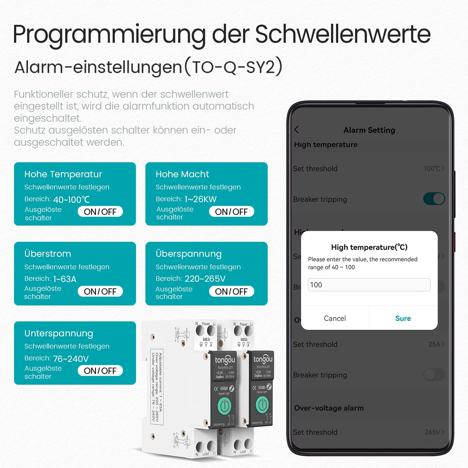 TONGOU SY2 JWT | WLAN Relé Inteligente Interruptor | Medición Potencia | Automatización Hogar | TUYA APP​ NO Hub Requerido | Control Inalámbrico Iluminación +Electrodomésticos (Paquete de 2)