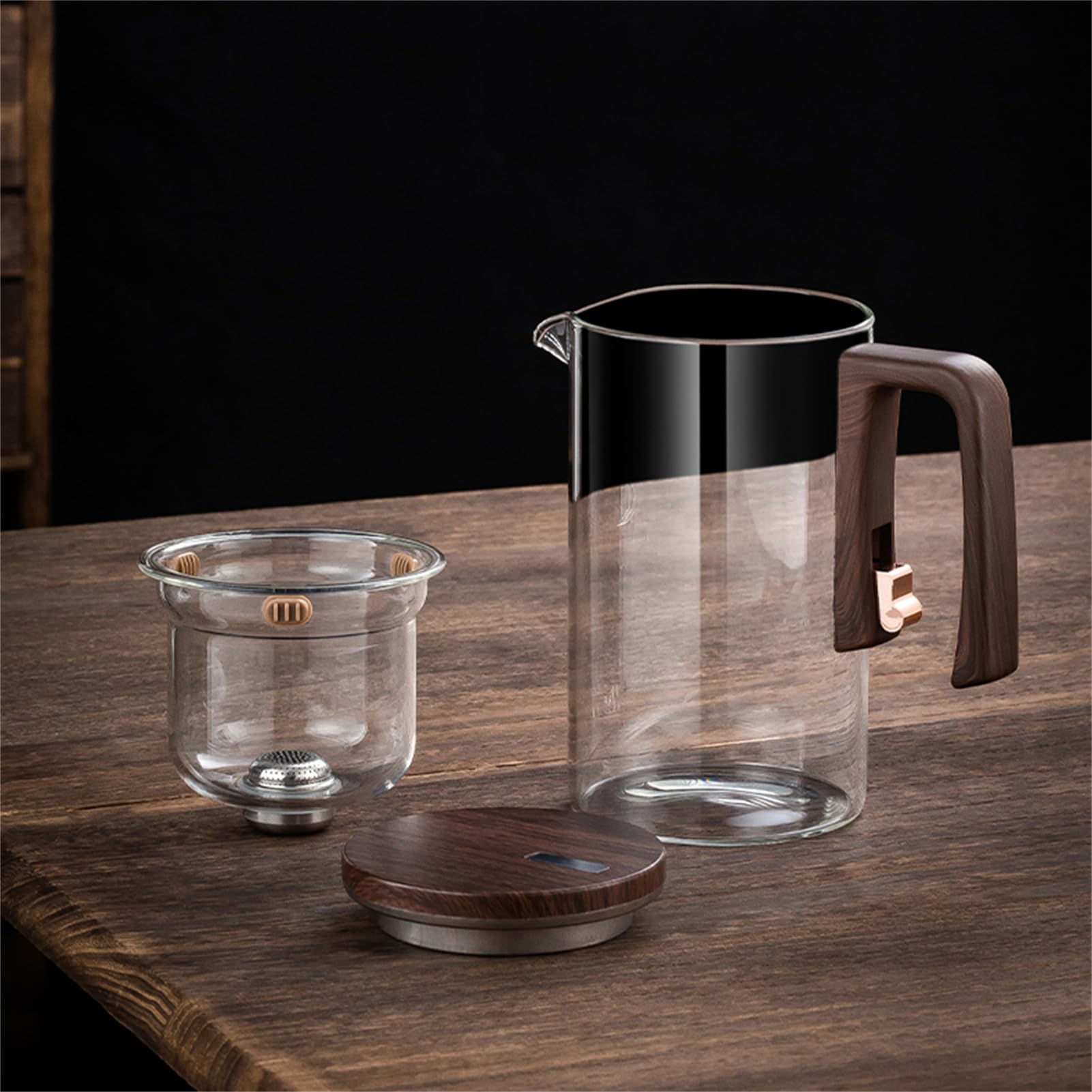 Magnetische Teekanne Aus Glas, Halbautomatischer Glas-Teekessel Mit Abnehmbarem Glas-Sieb, Hitzebeständiger Teebereiter Aus Borosilikatglas Für Teeblätter Und Lose Blätter