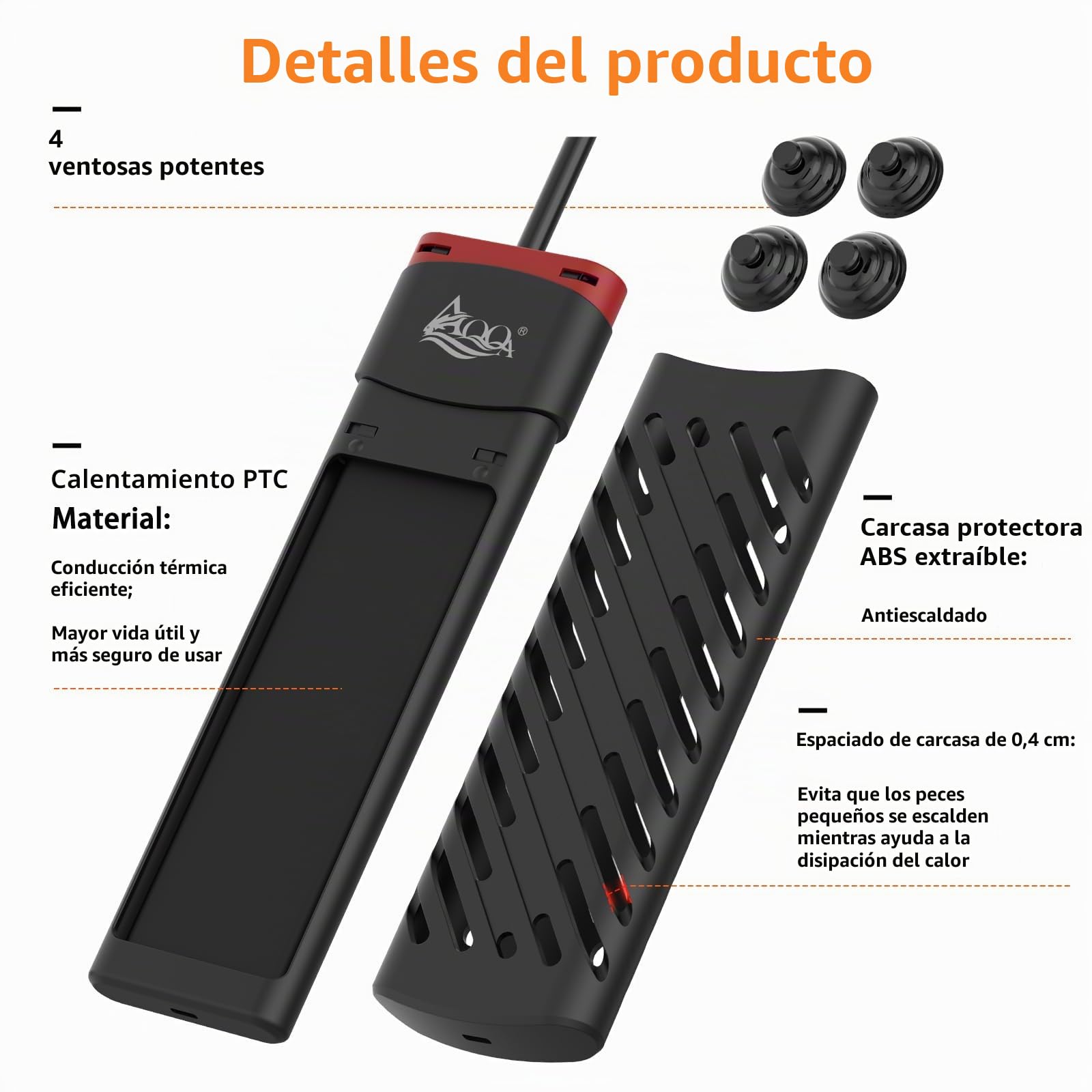 AQQA Calentador de acuario PTC de 800 W con controlador de termostato LED, calentador de acuario sumergible con cubierta protectora, protección contra sobretemperatura, para pecera de 300 a 880 L