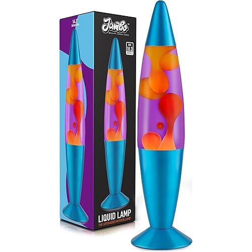 JAMBO 16" Beautiful Lamp- Purple with Yellow/Orange Wax, Relaxing Liquid Light, Night Light Nightlight, Home Decor Living Room Office Bedroom Lamp for Adults Teens Kids, Magma Motion