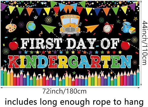 Miniatura 5 de Cartel del primer día de jardín de infantes, decoraciones de fiesta del primer día de escuela, pancarta de regreso a la escuela, bienvenida al