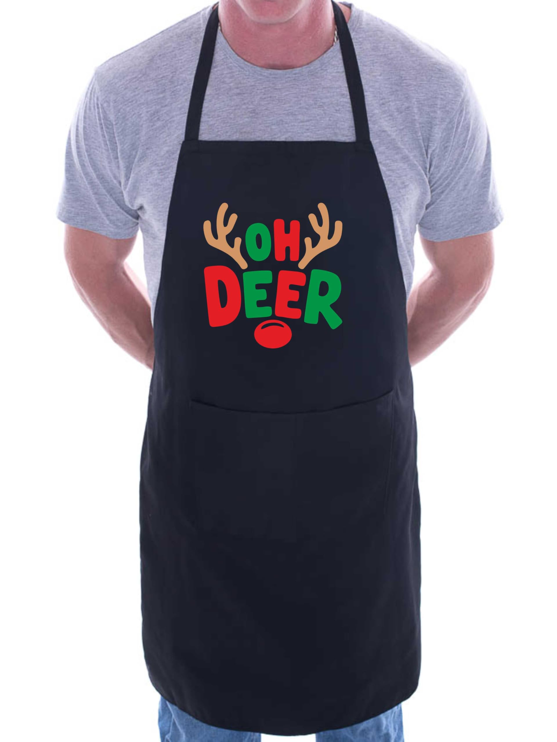 Print4U Oh Deer Apron Xmas Present Joke Reindeer Fun Gift Black