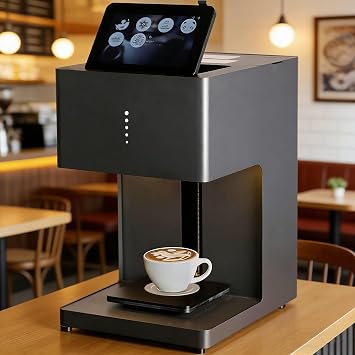 Latte Art Printer Machine, 3D Food-Grade Automatic Beverage Photo Printing with WiFi and Touch Screen Display