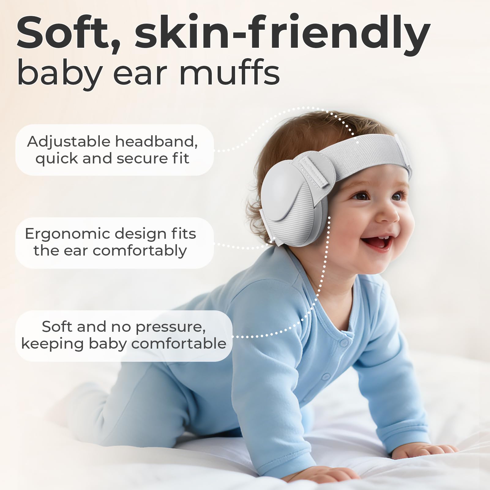 ECHOCUBE Baby Ear Defender, 25dB Noise Cancelling Headphones for Babies 0-48 Months - Image 2